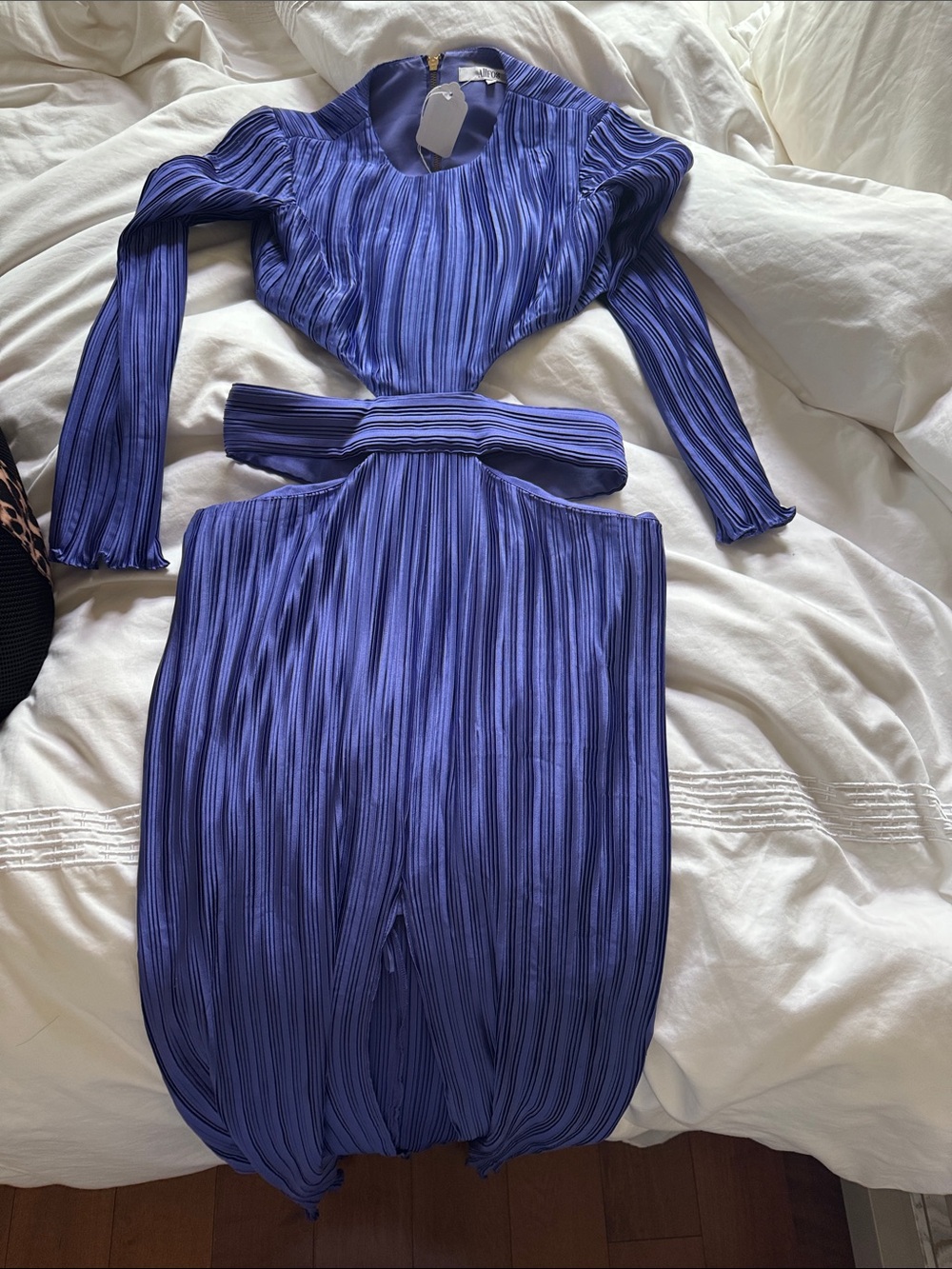 Pleated Maxi Dress with Waist Cutout in purple